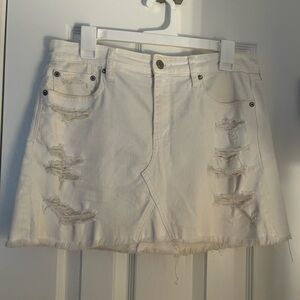 American Eagle Outfitters White Distressed Mini Skirt